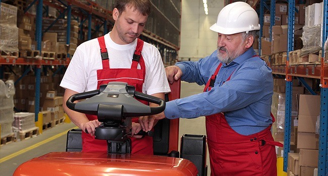 carrying out daily inspections on a forklift